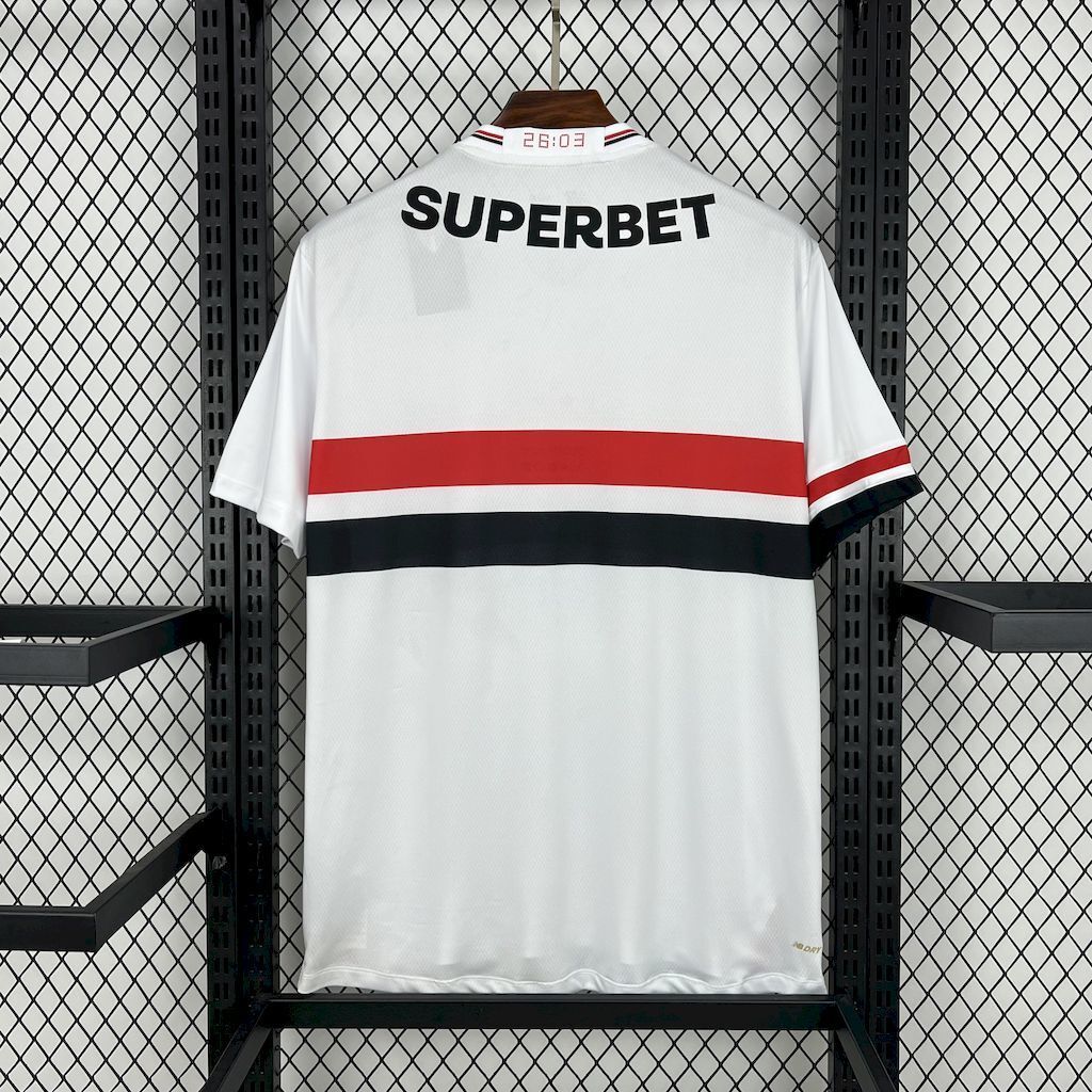Camisa Sao Paulo tradicional masculina branca 2026